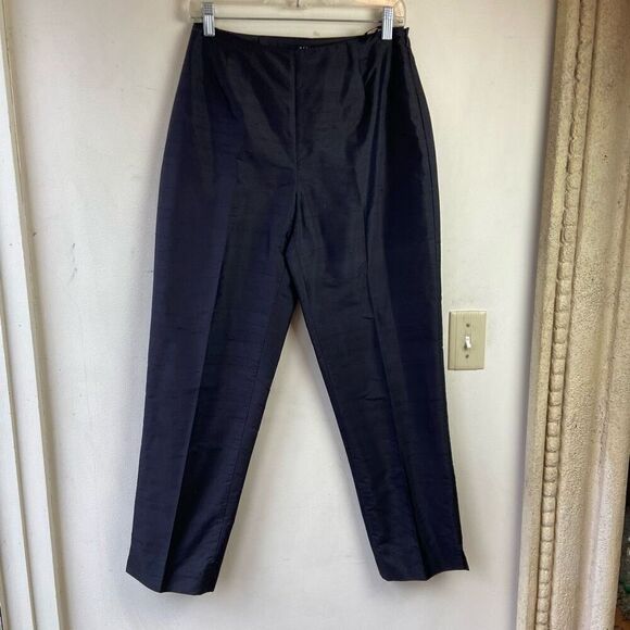 Parisian Signature Black 100% Silk Twill Ankle Length Slacks Pants - SZ 8 - Picture 3 of 9